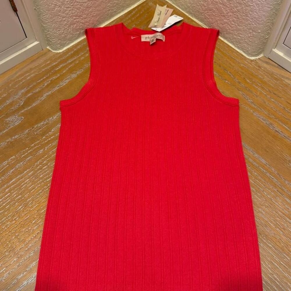 NWT Red Philosophy Vertical Ribbed Texture Tank Top